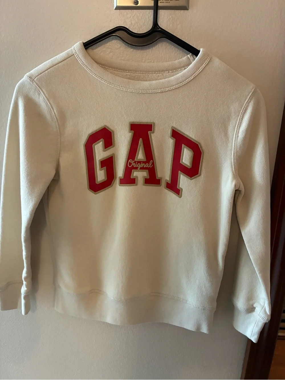 GAP Kids Cream Sweatshirt with Red Lettering